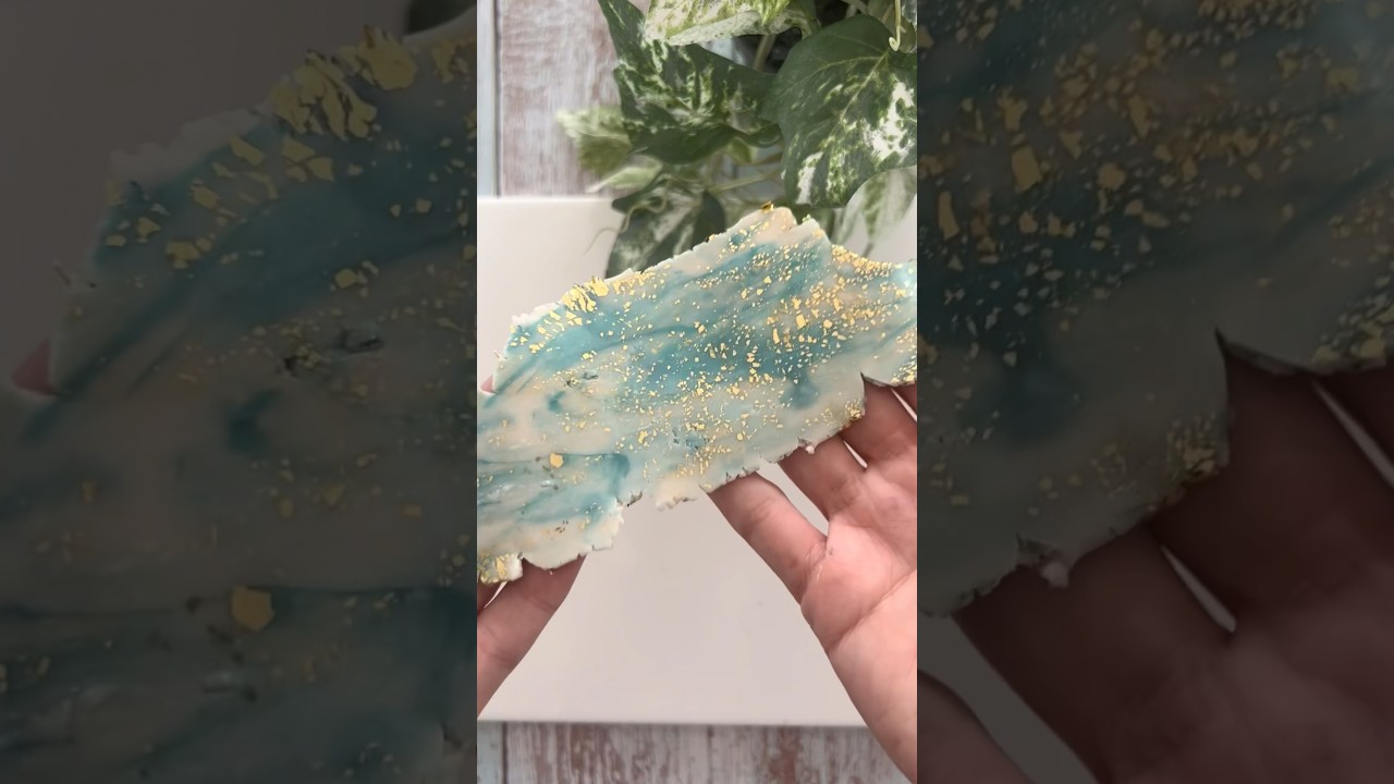 Using Acrylic Paint Pens and Gold Leaf with Translucent Polymer Clay to create a Faux Stone Effect