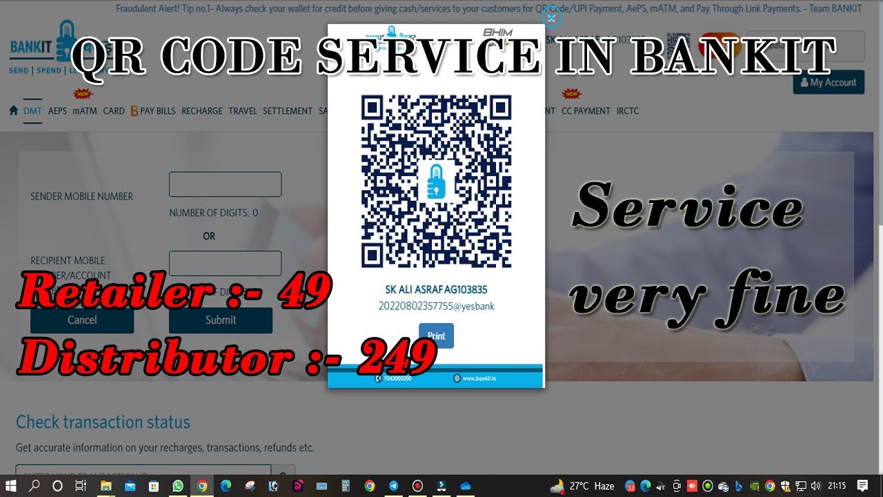 Bankit QR Code Service Very First | Retailer & Distributor low cost | @AsrafTek