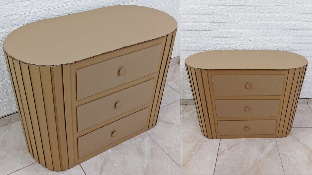 Como Fazer Mesa Oval Cômoda Retrô de Papelão Ripada Decoração Móveis Festa Aniversário