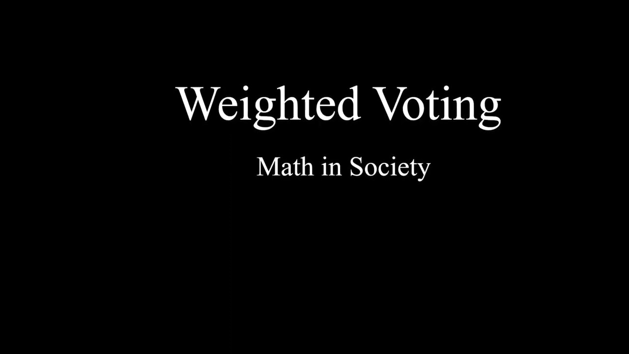 Math in Society: Weighted Voting
