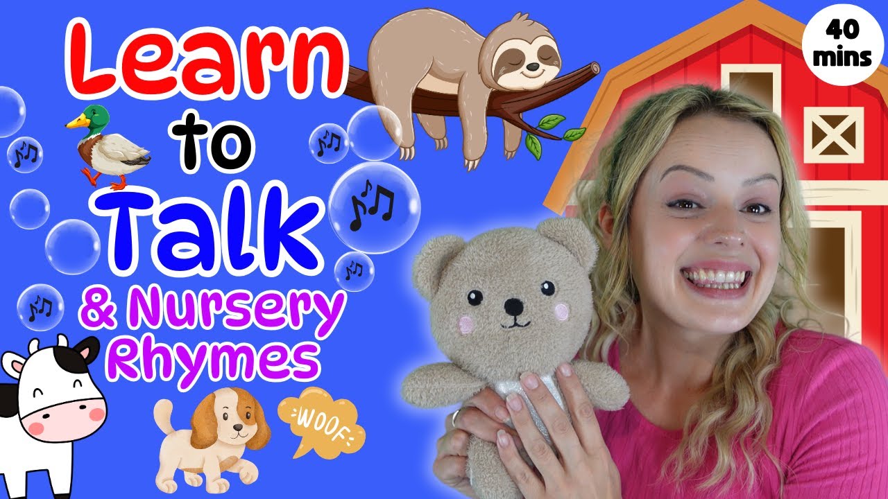 Learn To Talk First Words, Gestures, Animals & Nursery Rhymes - Toddler Learning Video  - Miss Katie