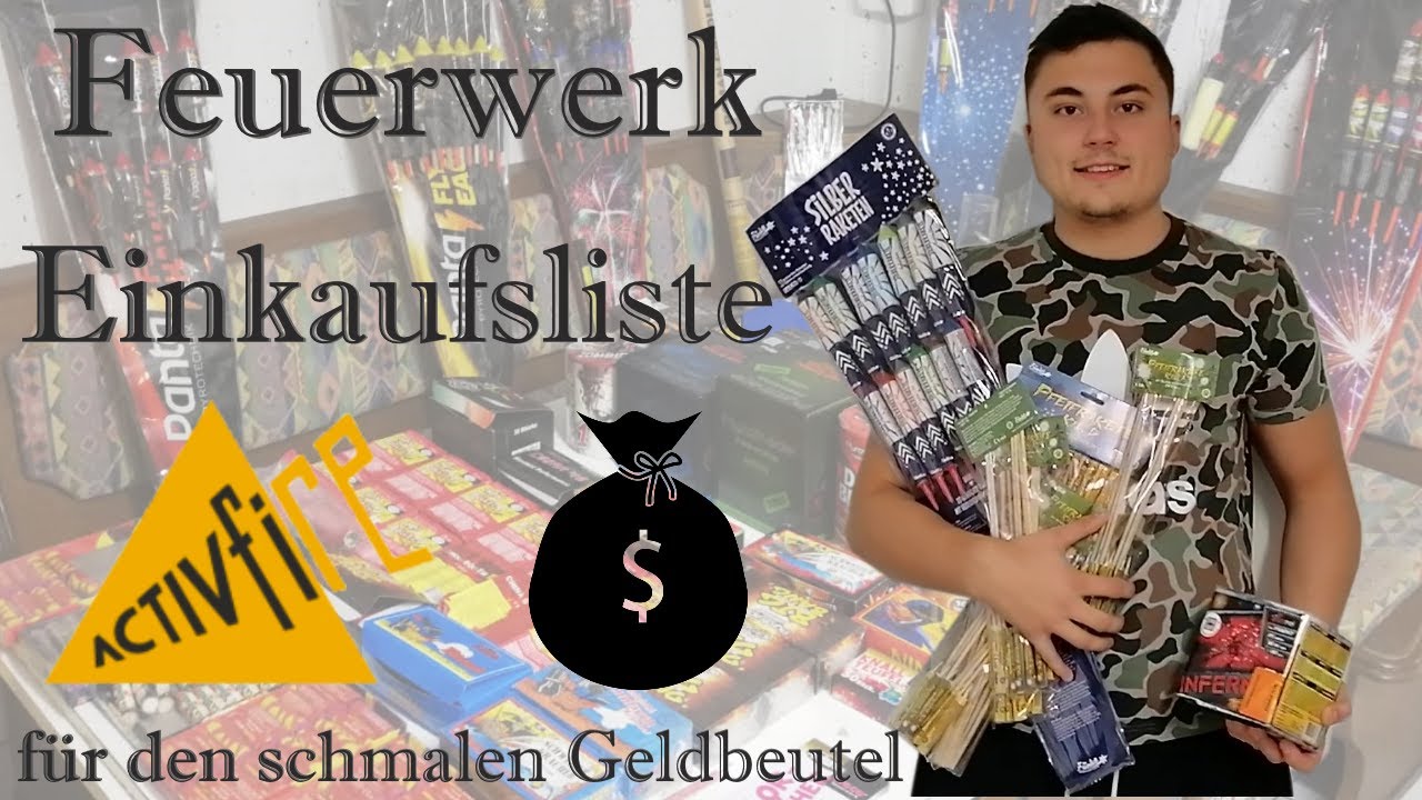 Feuerwerk Einkaufsliste Activefire.