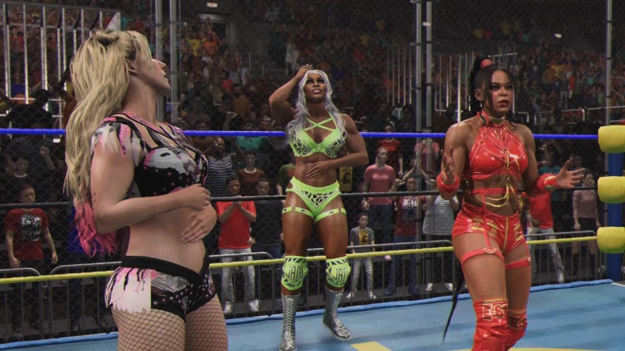 WWE 2K25 - Alexa Bliss, Bianca Belair & Jade Cargill in War Zone match