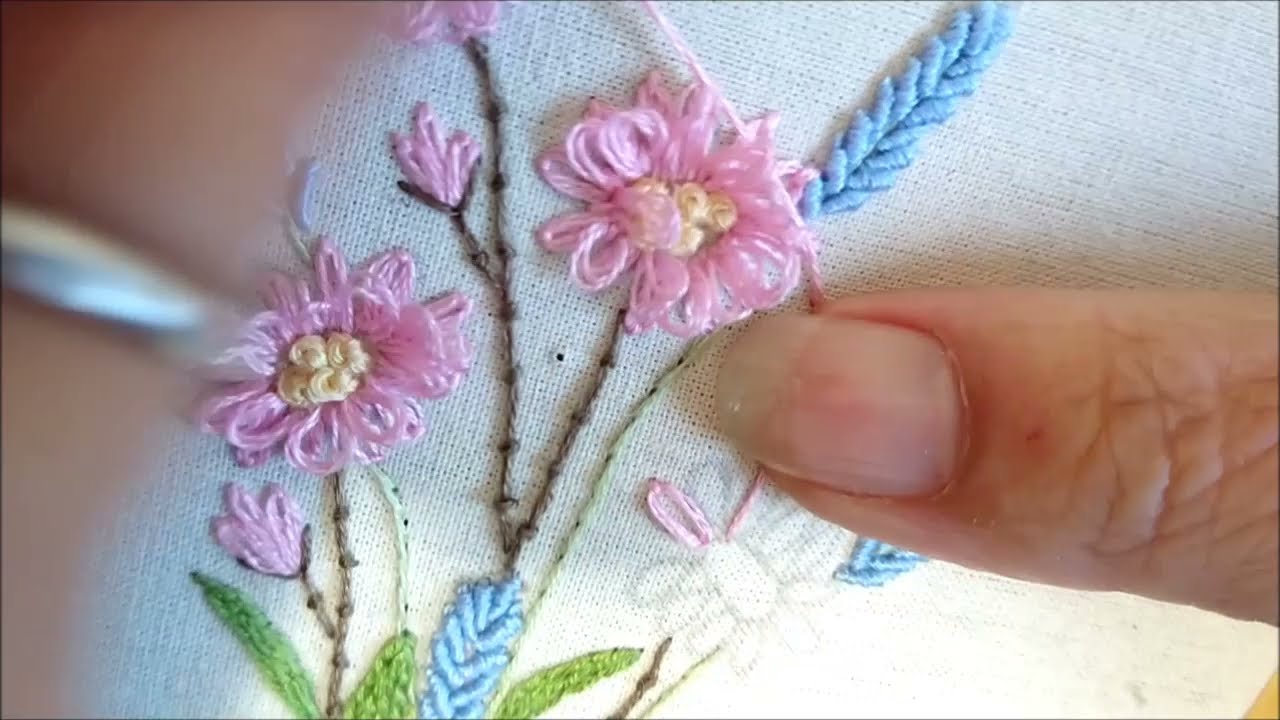 Rosas charmosas, Embroidery  flawer  stitch