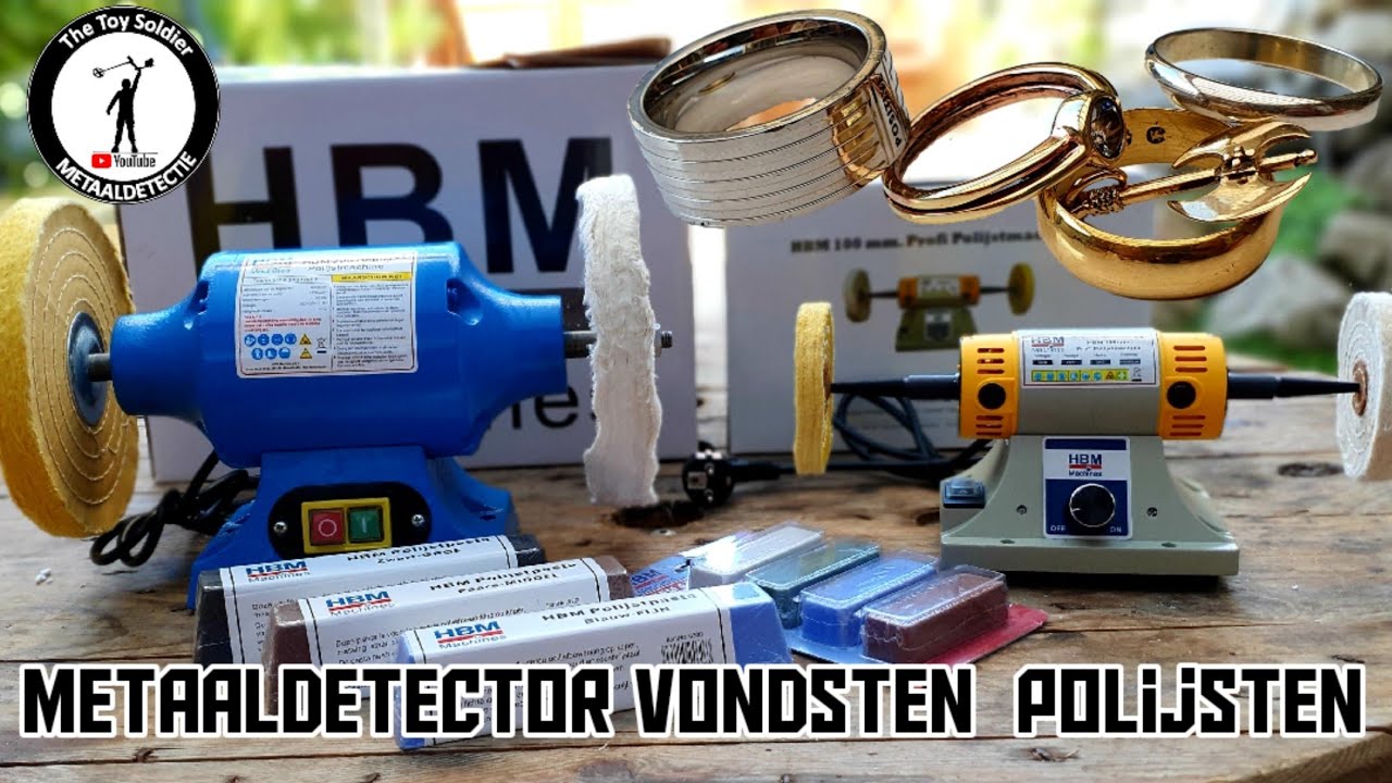 Metaaldetector vondsten polijsten met een polijstmachine