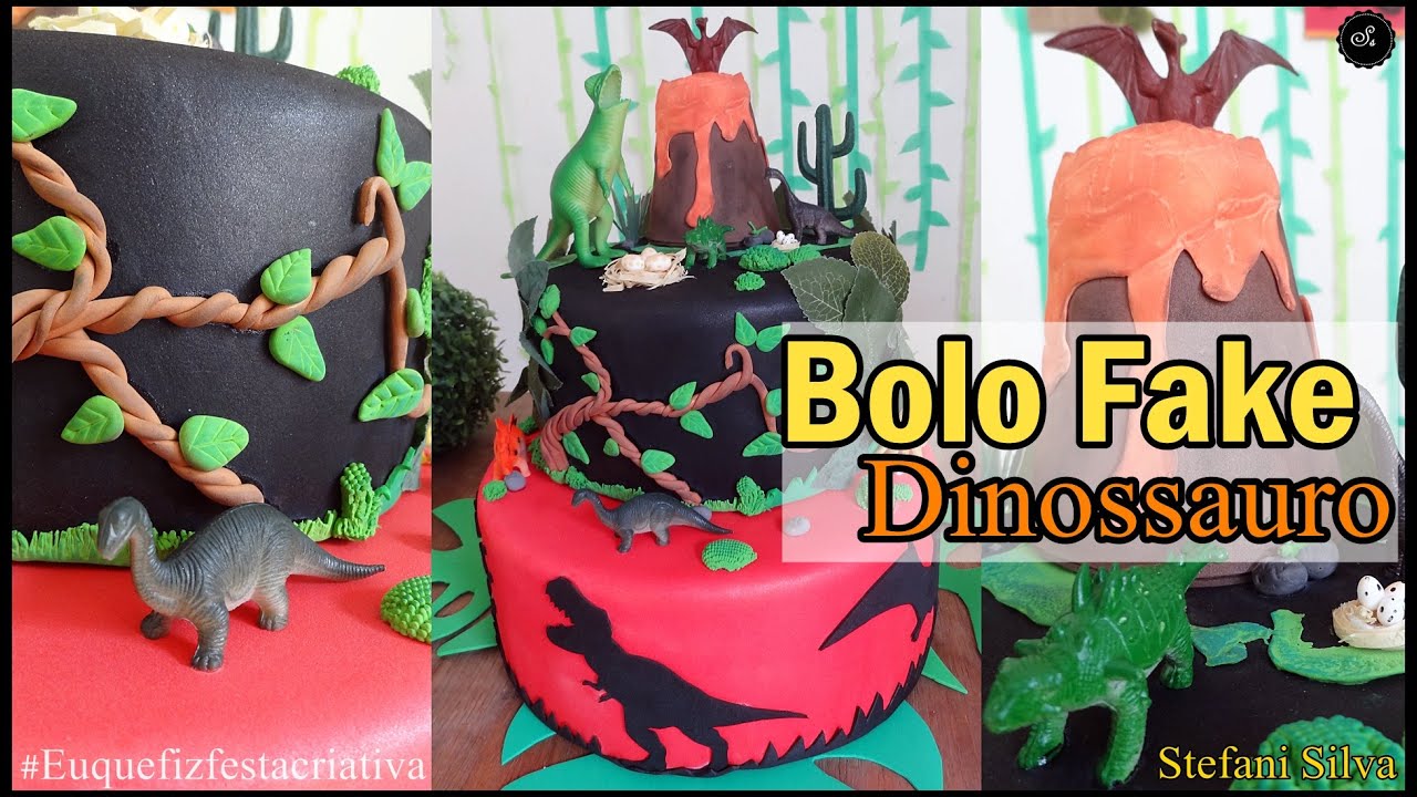 BOLO FAKE TEMA DINOSSAURO - #EUQUEFIZFESTACRIATIVA