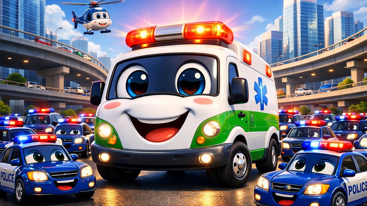 Happy Ambulance 🚑 Police Cars Rescue Challenge | Funny Vehicles Cartoon