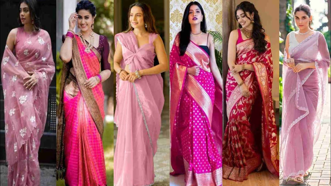 new latest pink saree outfit ideas  || bridal saree design || trending collection 2024