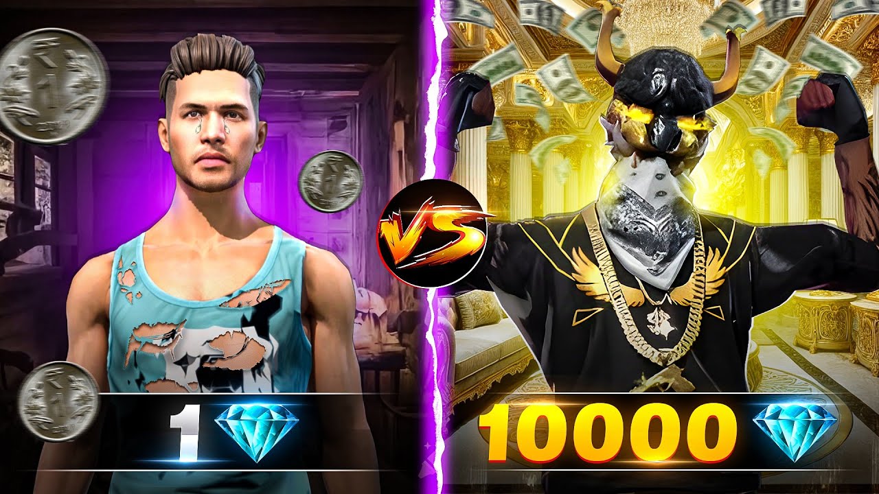 1💎 VS 10,000💎 DIAMONDS CHALLENGE IN FREE FIRE