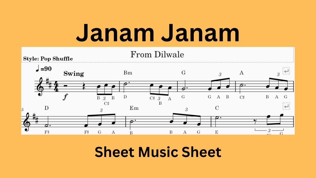 Janam janam Piano/lesson/tutorial/notes with chords/instrumental/sheet music/Dilwale/Arijit-pritam