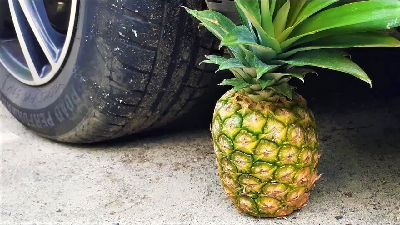 Crushing Crunchy & Soft Things by Car.New experiment car vs pineapple