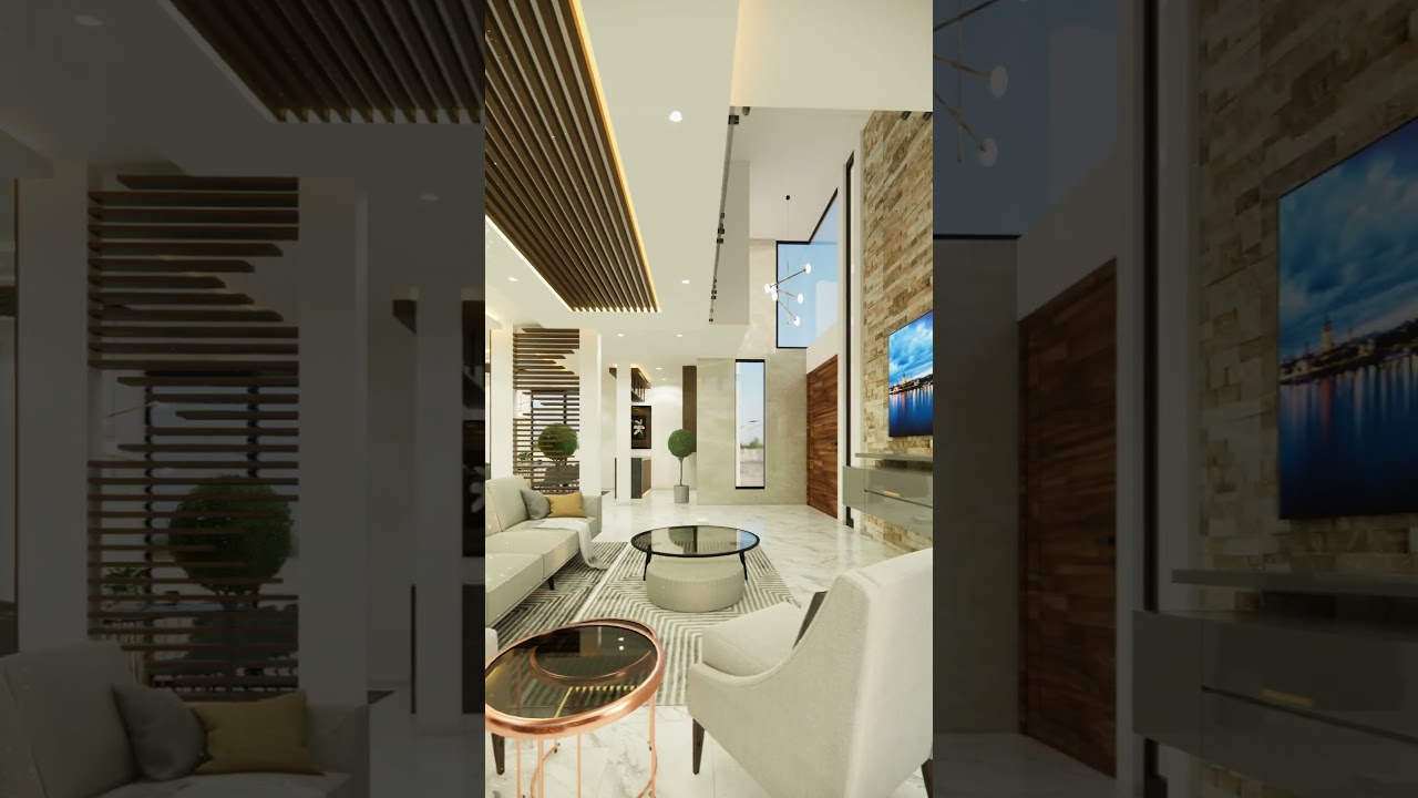 DISE&Ntilde;O DE CASA MODERNA 🔥🔥🔥 SALA DE TV + DOBLE ALTURA #casasmodernas #dise&ntilde;odeinteriores