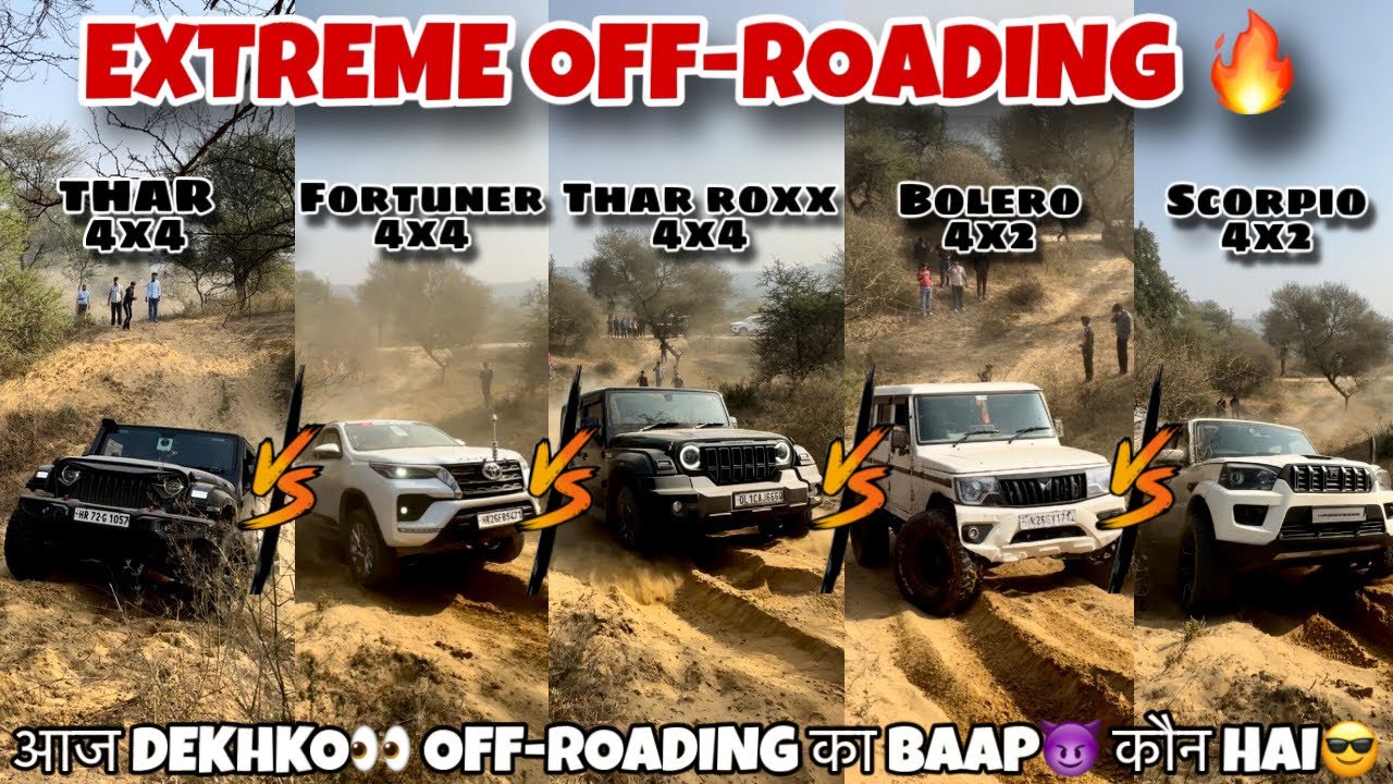 Thar Vs Fortuner Vs Thar Roxx Vs Bolero Vs Scorpio Off-roading Battle🔥 | Extreme Off-road Test😱