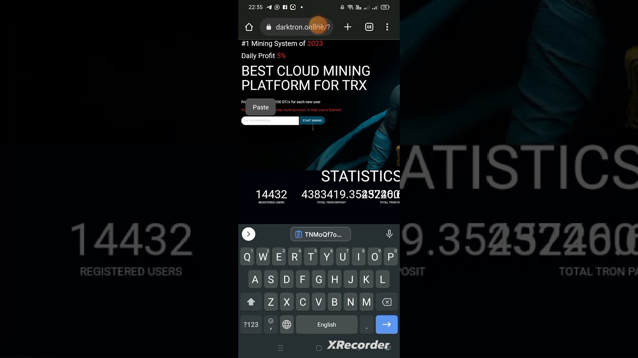 New TRX Mining Website ⛏️⛏️⛏️ #trx #mining #trxfreemining  #shorts #youtubeshorts