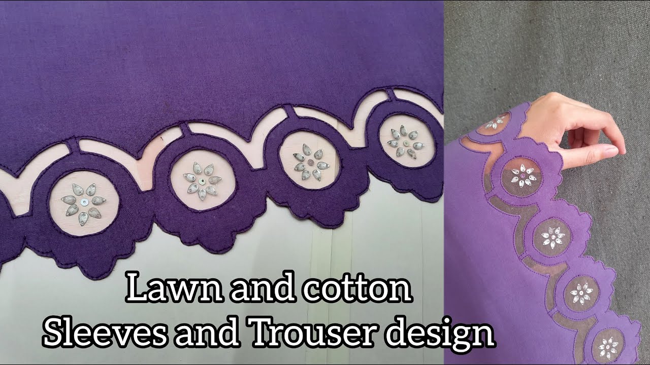 Lawn and cotton Sleeves Design _ Cotton cut work design By sewing Machine _ unique Sleeves design