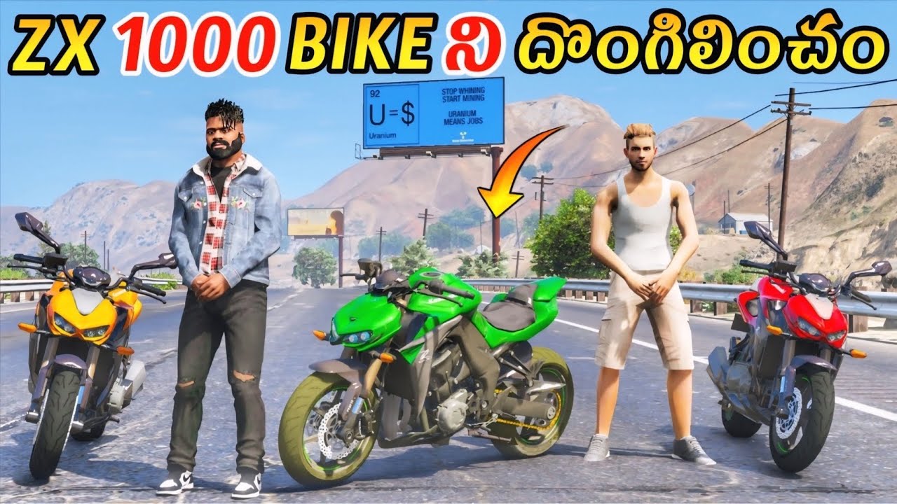 Franklin & Adam Stealing Kawasaki Z1000 Super Bike In Gta 5 | Gta 5 In telugu #169