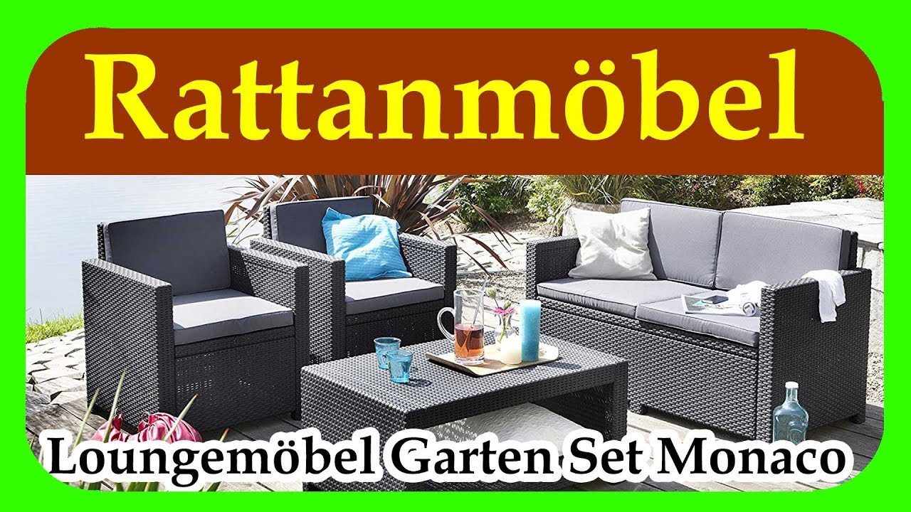 Loungemöbel Garten Set Monaco | guenstige Rattan Gartenmoebel für Terrasse, Garten und Balkon