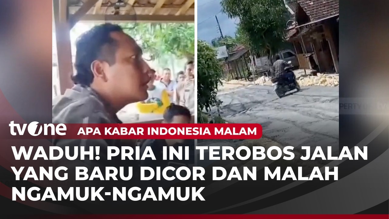 Pria di Blora Nekat Terobos Jalan Baru Dicor Menggunakan Motor | AKIM tvOne
