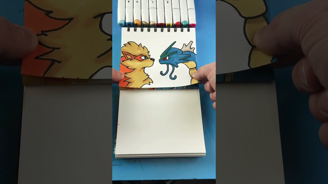 How to Draw Pokémon Surprise Fold: Arcanine vs Gyrados 