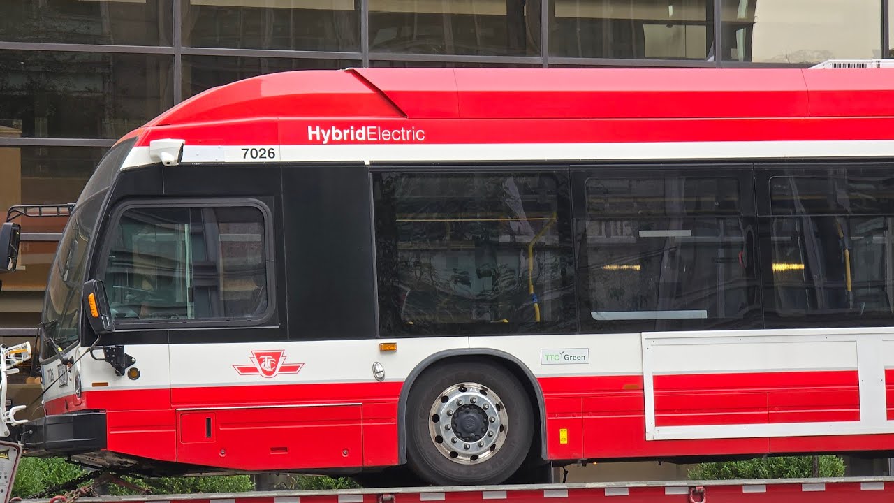 Toronto TTC 2023 Nova Bus LFS HEV spotted in the downtown core of Montr&eacute;al, Canada - TTC bus #7026
