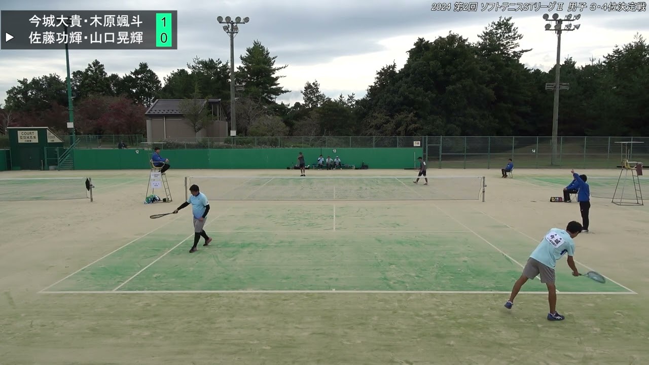 2024年 ソフトテニスSTリーグⅡ 男子 ３・４位決定戦 第1対戦 今城大貴・木原颯斗(十八親和銀行) 対 佐藤功輝・山口晃輝(ベスト)