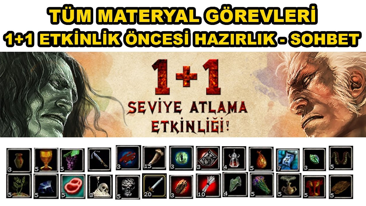 Tüm Materyal Görevleri -  Knight Online 1+1 Seviye Atlama Etkinliği Hazırlık / Knight Sohbetleri