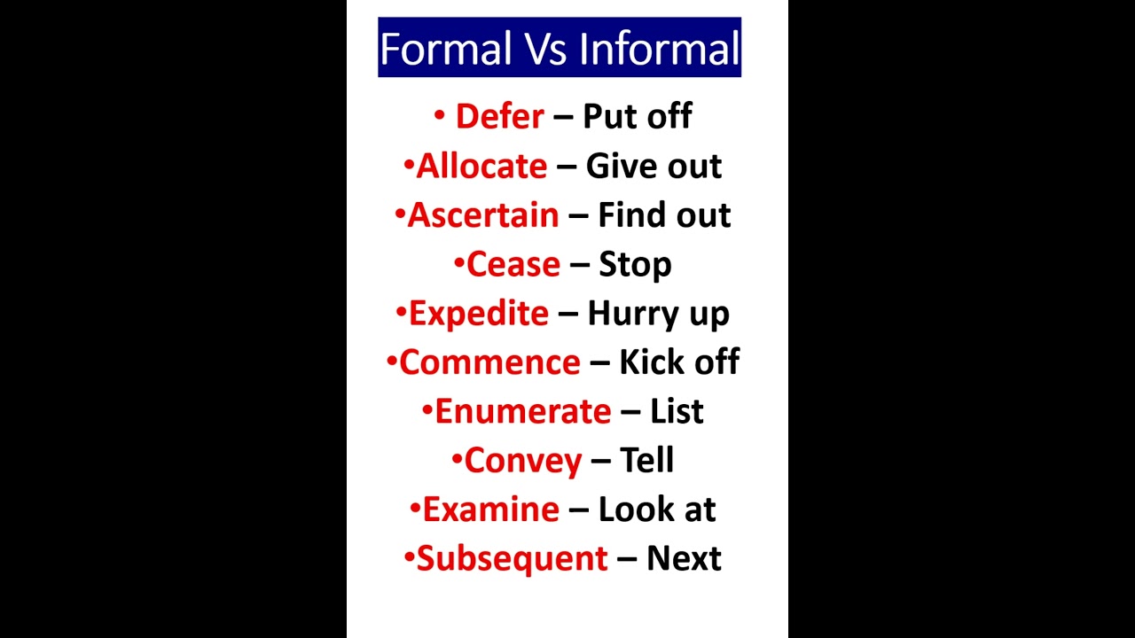 Formal vs. Informal English: Common English Words and Their Synonyms You Should Know!