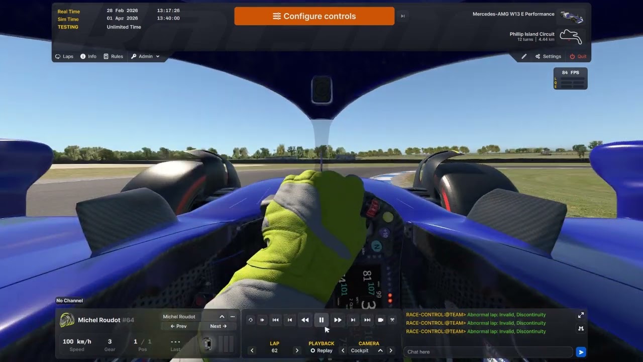 mr W13 cockpit Philipp island Q
