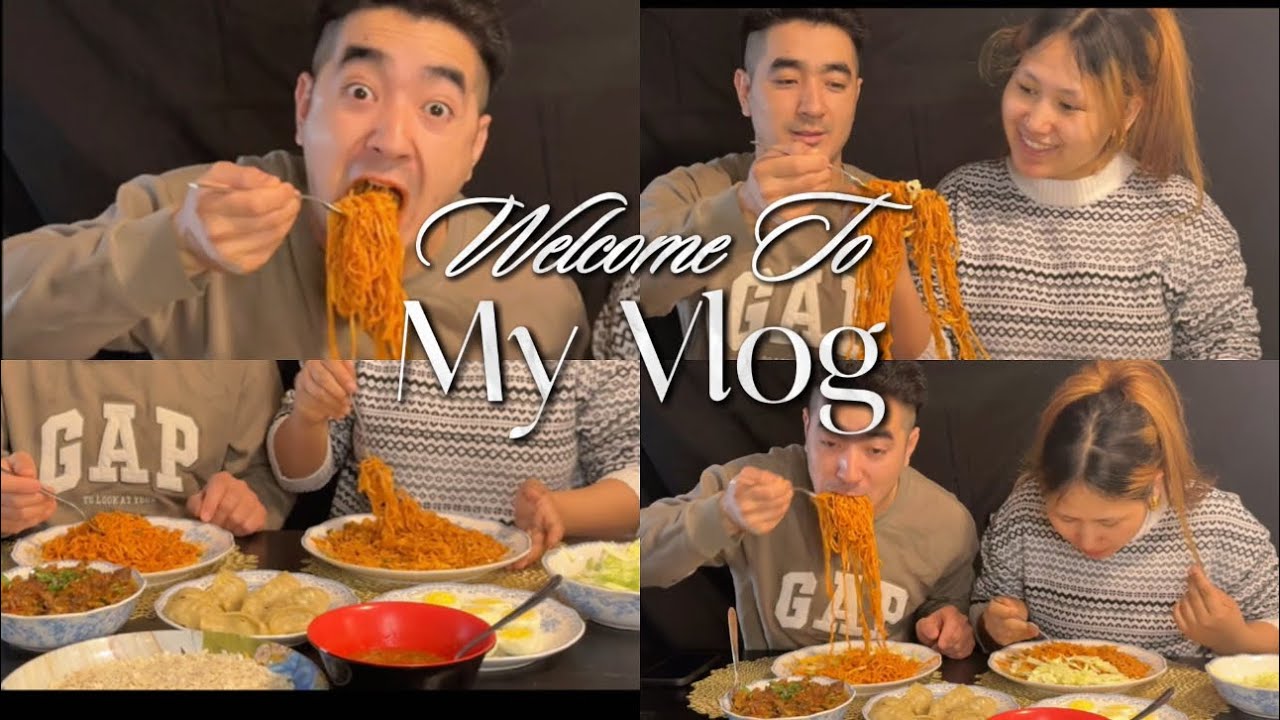 Spicy Noodles, Momo & Chiura Mukbang | Nepali Couple Vlog in USA🇺🇸 