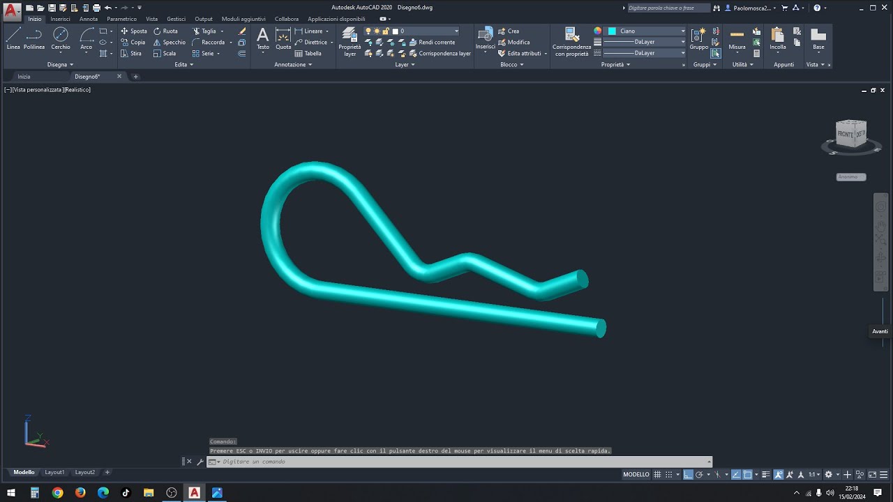 Realizzare in 3D una coppiglia a molla con il comando SWEEP su Autocad - Prof. Paolo Mosca