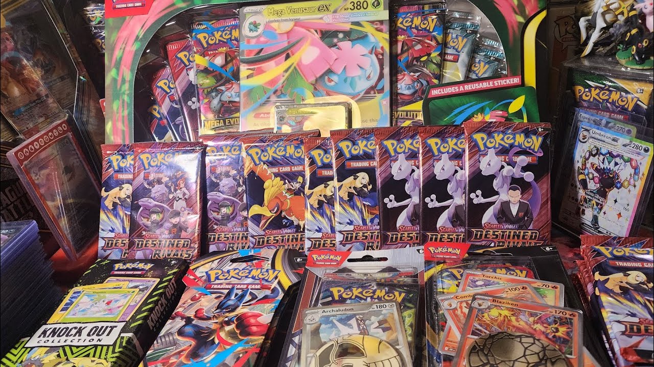 Huge Destined Rivals Pokemon Pack Opening! Venusaur Collection Box, Blister, Knockout Boxs and More.