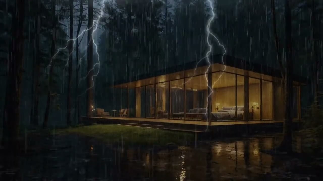 Rain Falling on a Glass Cabin Window | Ultimate Sleep Ambience & Relaxation