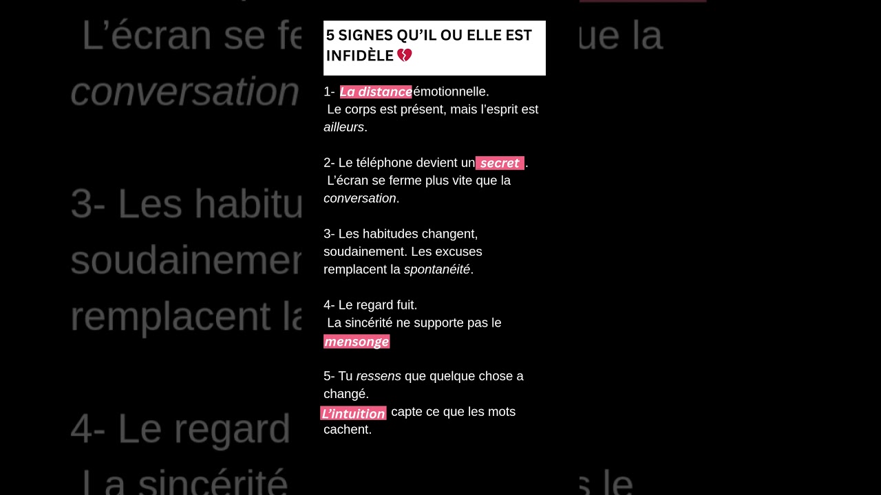 5 signes qu'il ou elle est infidèle 