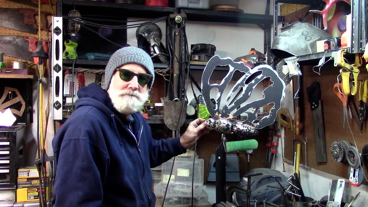 Kinetic Butterfly on Cone Flower, Outdoor Garden Sculpture, Made from Metal