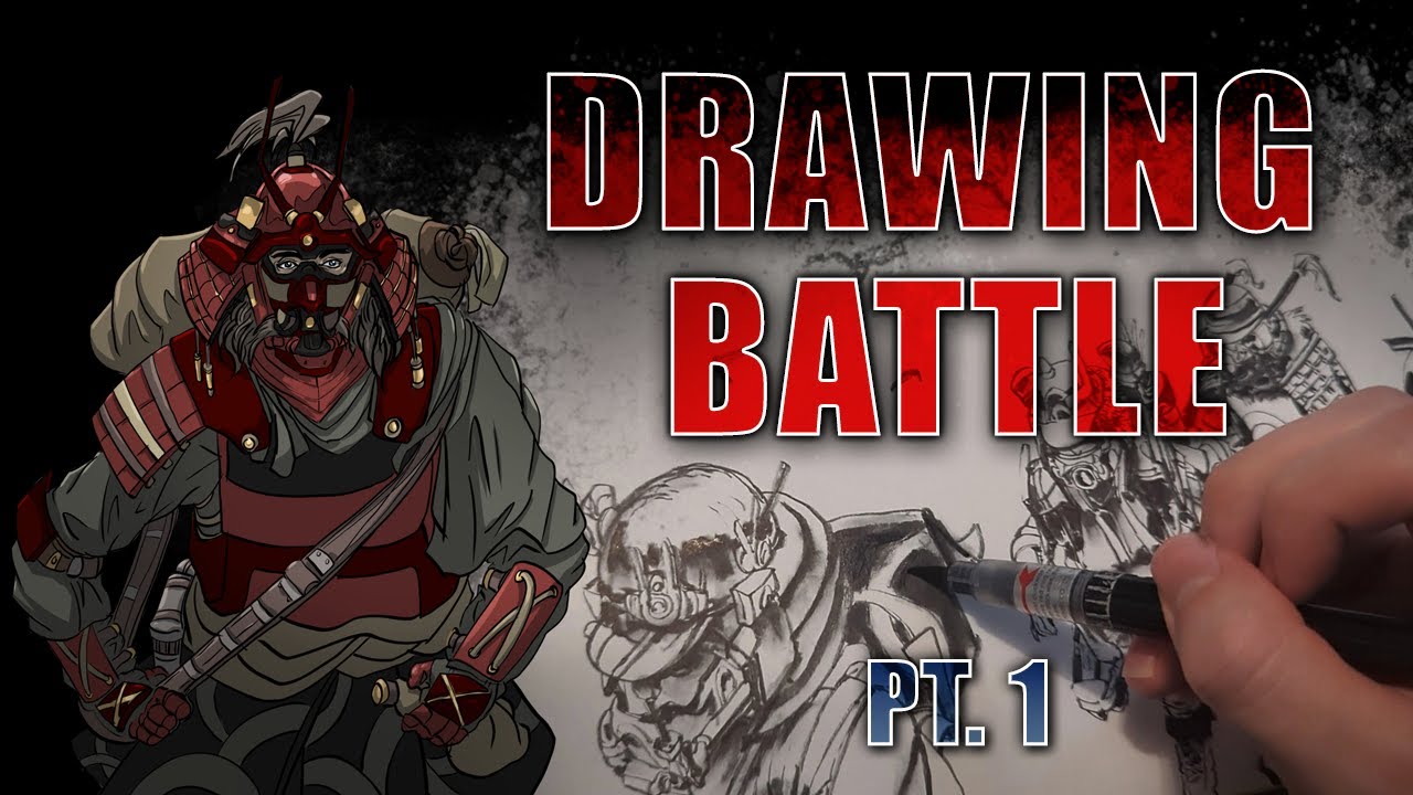 How to Draw With Brush pen and Ink (Samurai Inspired Scene) Drawing /Painting Time-lapse Demo