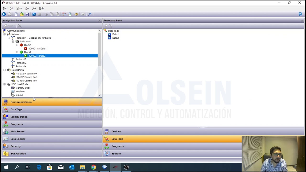 Red Lion Crimson 3.1 Comunicación Modbus TCP IP Esclavo con PLC