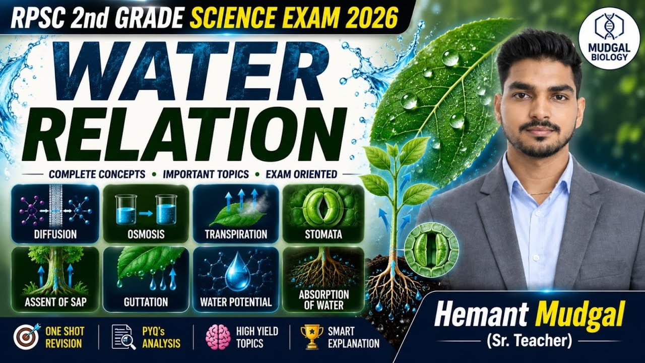 Water Relation in Plants Class for RPSC 2nd Grade 2026 🎯 | Quick Revision Series