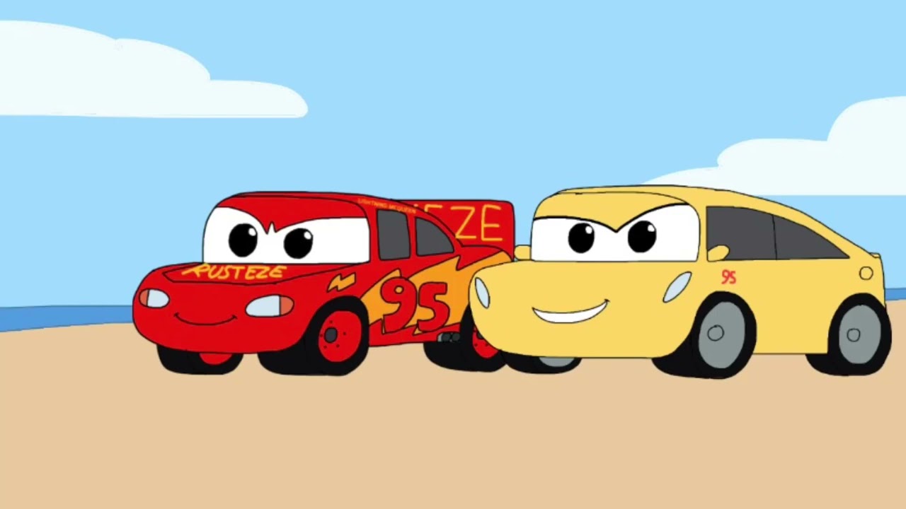My Drawing of Lightning McQueen and Cruz Ramirez Racing on Fireball Beach