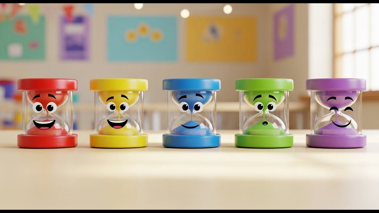 Cinco Pequenas Ampulhetas de Brinquedo Divertidas | Canção do Tempo e Números