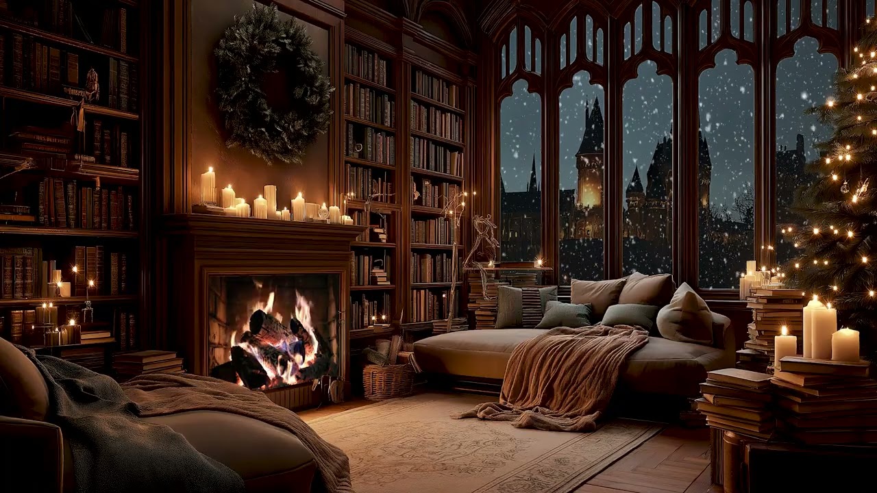 Warm Christmas Fireplace Night 🎄 Crackling Fire Sounds for Deep Sleep