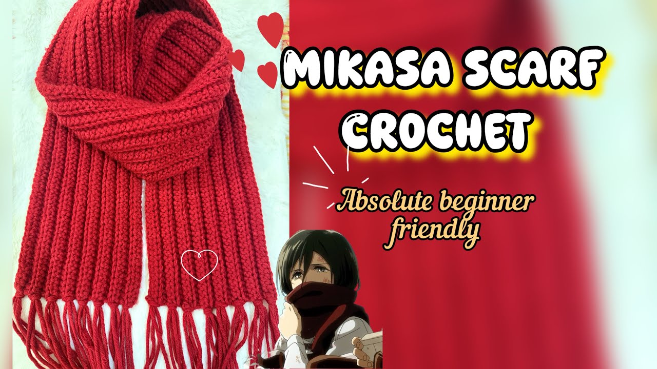 🧣The Viral Mikasa Red Scarf 💥 | Crochet Your Own Anime Muffler | beginner friendly 