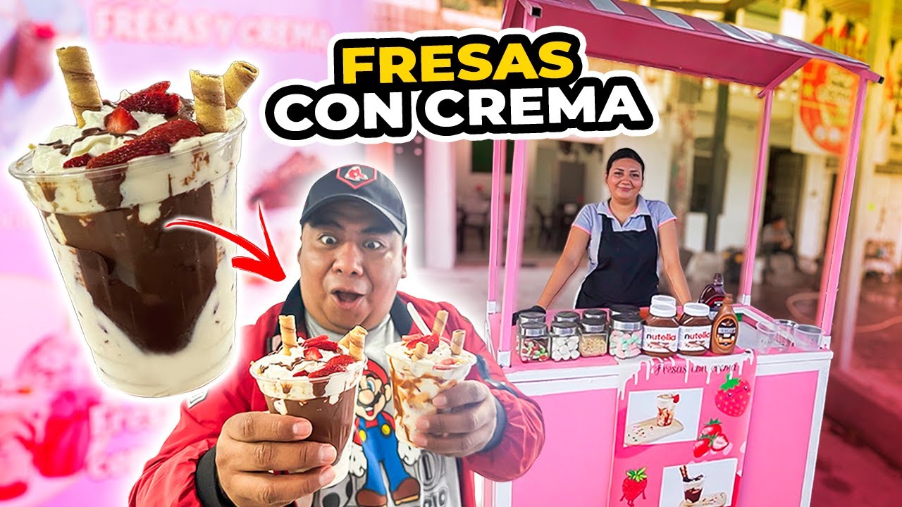 PROBANDO las FRESAS 🍓 con CREMA de EL SALVADOR *una delicia* 🤤