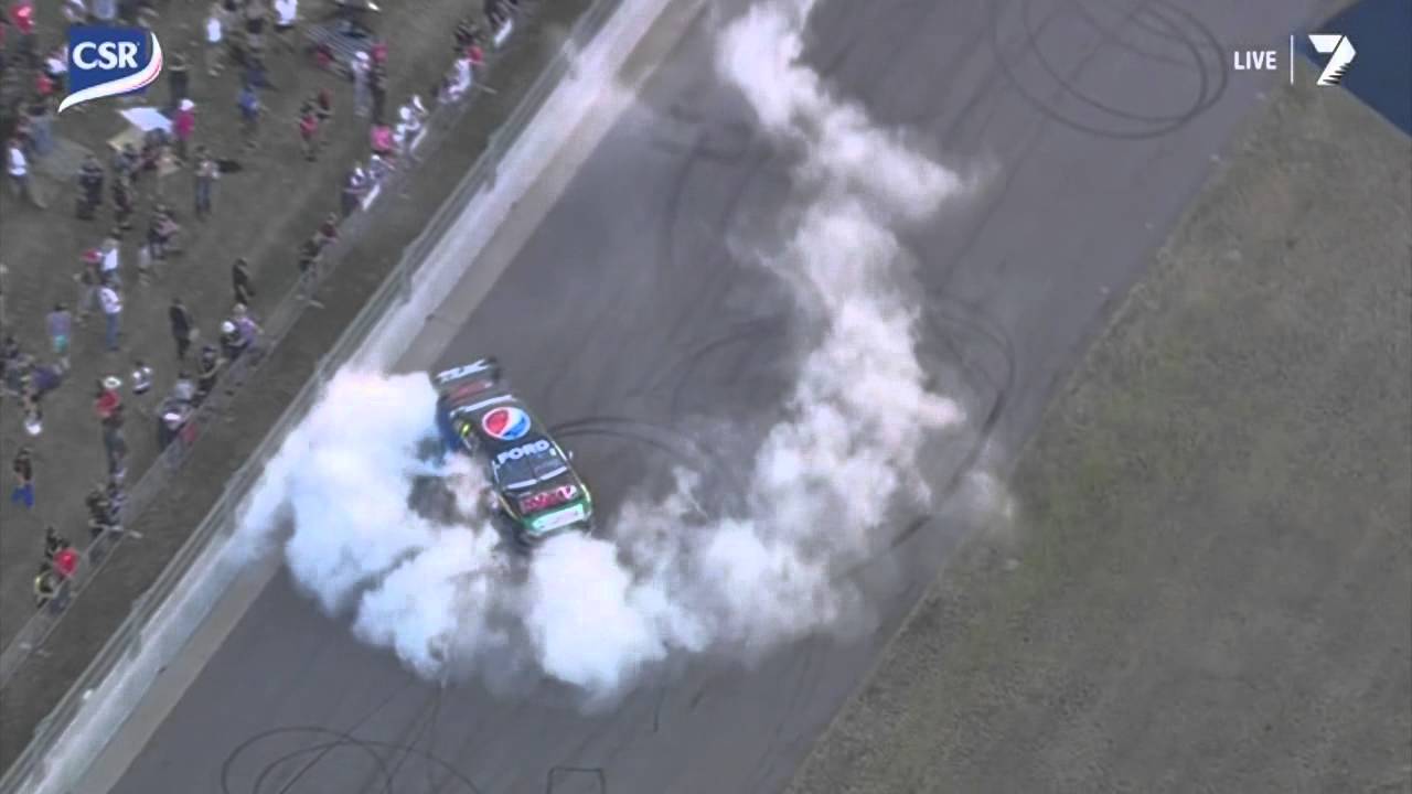 V8 Supercars 2013 - Will Davison Hits Wall Doing Victory Burnouts (Race 1, Townsville)