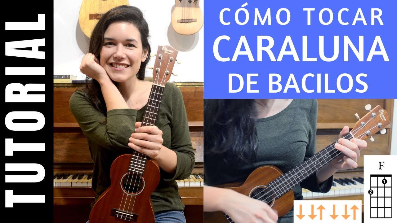 cómo tocar CARALUNA de BACILOS en ukelele tutorial