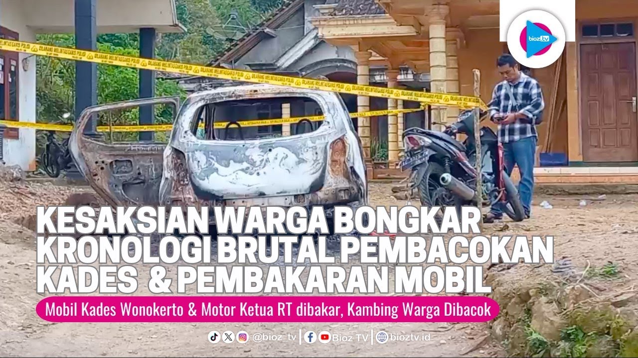 Kesaksian Warga Bongkar Kronologi Brutal Pembacokan Kades di Trenggalek & Pembakaran Mobil - bioztv