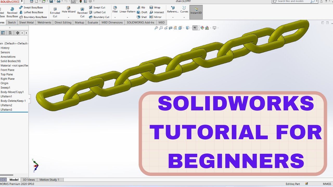 SOLIDWORKS Tutorial for beginners: Design of Chain in SOLIDWORKS