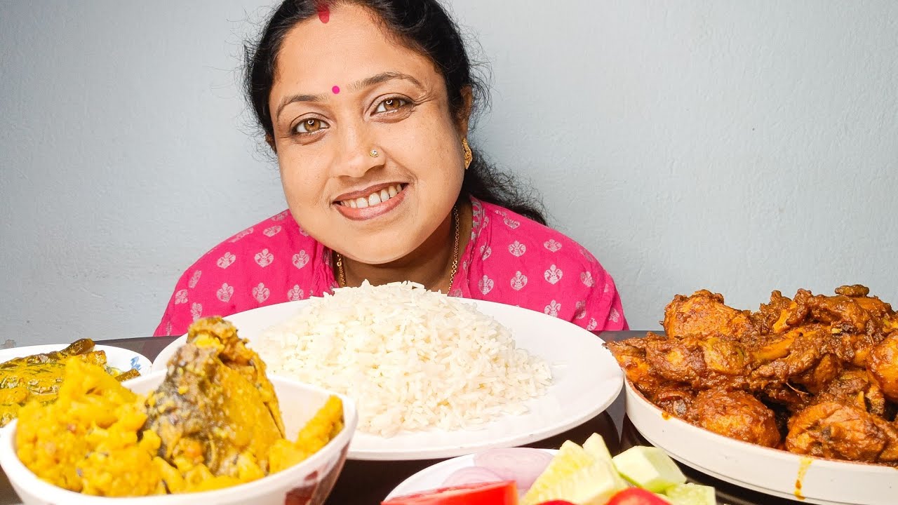 Eating Show II Bhat, Shorshe Begun, Macher Matha , Chicken Kosha🔥🔥