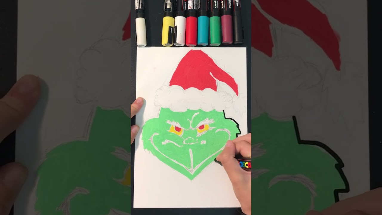 Drawing mr.Grinch with posca #poscamarkers