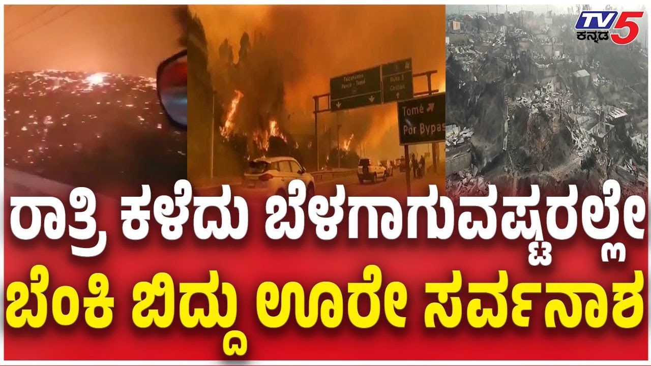 ಬೆಂಕಿ ಬಿದ್ದು ಊರೇ ಸರ್ವನಾಶ | Deadly wildfires in southern Chile | Viral Video | Tv5 Kannada