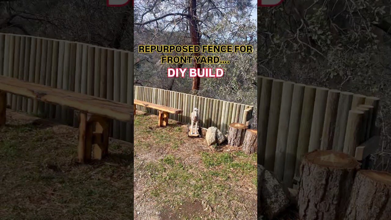 DIY fence build using repurposed wood. Front yard renovation 